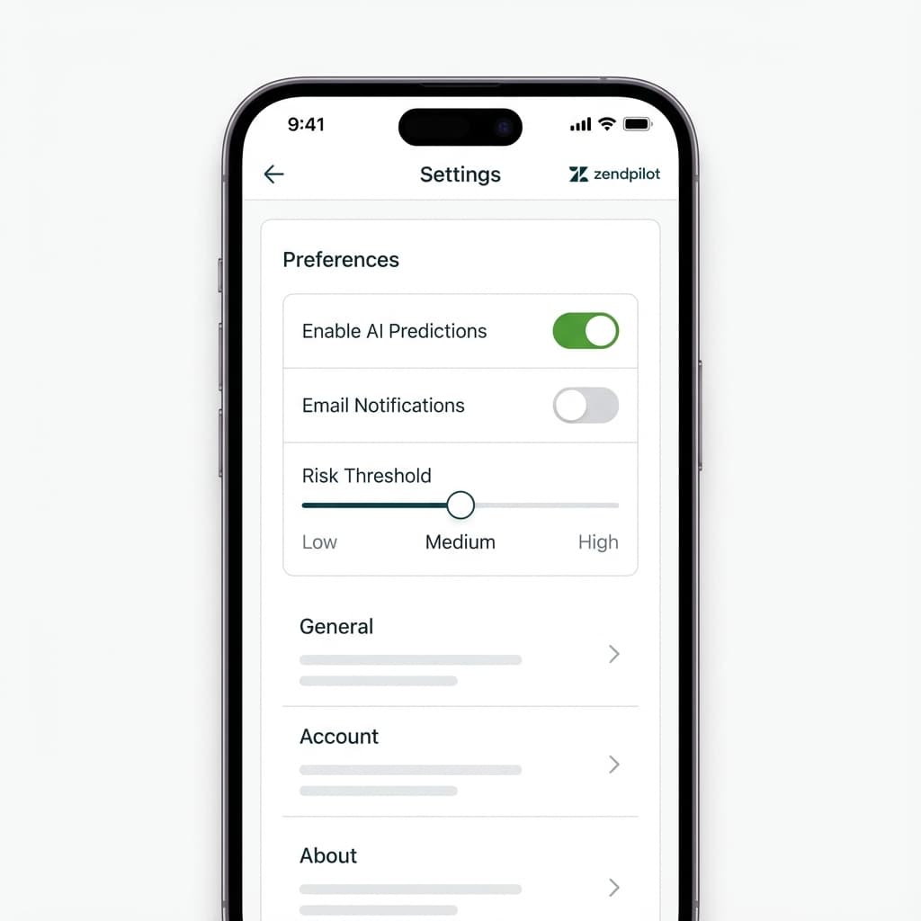 Simple settings interface with AI prediction toggles
